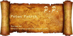 Petes Patrik névjegykártya