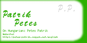 patrik petes business card